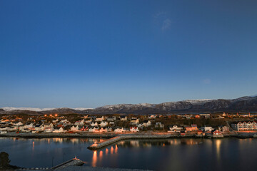 After sunset from Bronnoysund Bridge, overlooking the city, ,Helgeland,Northern Norway,scandinavia,Europe