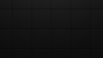 3d rendering of dark background image with big rastered geometric square structures in black and gray tones lightened by a light source positioned above it