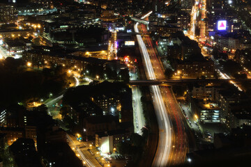 Fototapeta na wymiar boston night cityscape long exposure