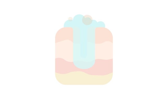 Cleaning clogged pores 2D animation on transparent background. Blackheads removal, skin cleaning foam, skincare. For topics like cosmetology, peeling, shrinking and minimaizing pores