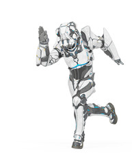 man in an armored nano tech suit is running fast