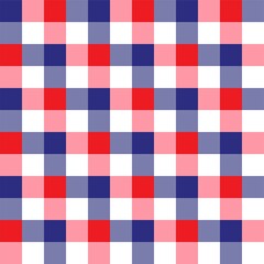 Red, blue and white plaid seamless pattern background. Vector illustration.