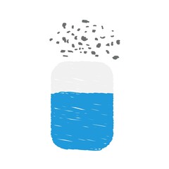 Eraser top view icon, top view Icon design colorful chalk. Draw a picture on the white background.