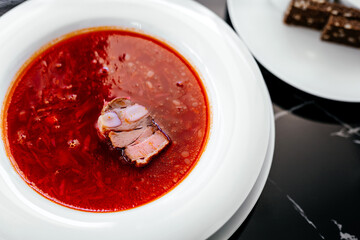 Traditional food red soup borshch
