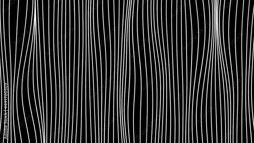 Canvas Prints hypnotic vertical lines move on black background. motion. white curved threads move downwards. verti