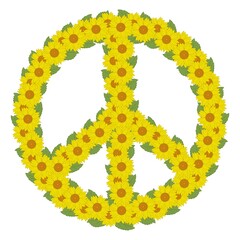 Yellow sunflower peace symbol