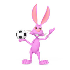 Fototapeta na wymiar rabbit cartoon is holding a soccer ball
