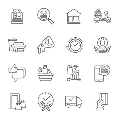 Food delivery icons set . Food delivery pack symbol vector elements for infographic web