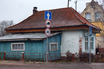 Fototapeta na wymiar Old german house in the Gvardeysk (Tapiau). Kaliningrad region. Russia.