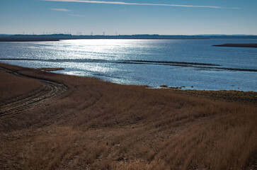 natural background,  lake landscape, blue water 