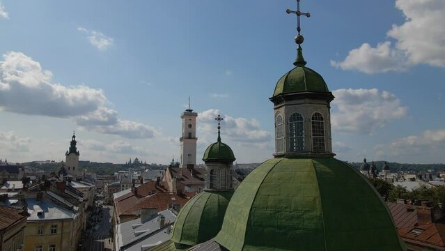 The Ukrainian city is Lviv. Aerial photography