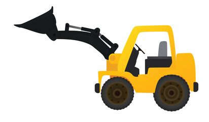 Yellow bulldozer tractor. vector illustration