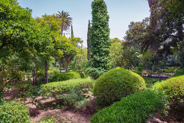 Fototapeta na wymiar The Jardins la marche verte city park in Fez. Morocco.
