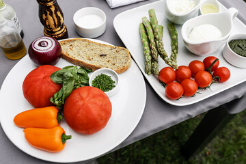 A variety of fried vegetables cooked on the grill.