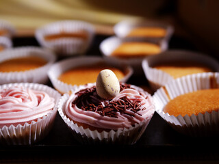 Home baked cupcake decorated with pink frosting 