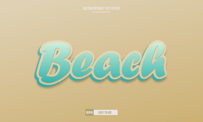 Obraz premium Beach editable 3d text effect premium vector
