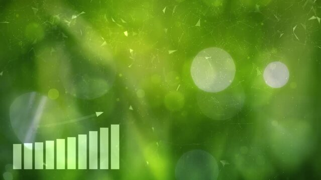 Success business graph arrow on nature green loop background.
