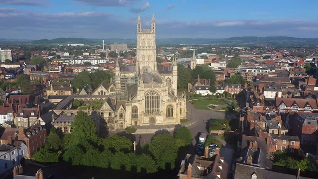 Aerial view of Gloucester Cathedral, Gloucester, Gloucestershire, England