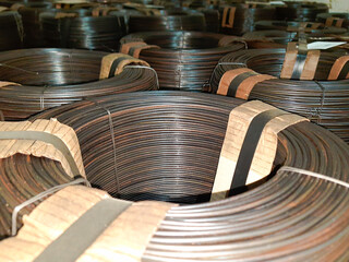 Coil of wire. Wire reel. knitting wire. Steel wire. Wire production. Wire manufacturing. procedure wire drawing.
Finished goods warehouse.