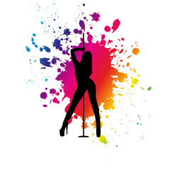 Obraz premium Stripper silhouette.Pole dancer silhouette.Sexy stripper girl silhouette.Striptease dancer silhouette