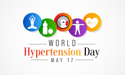 World Hypertension day is observed every year on May 17th. High blood pressure, also called hypertension, is blood pressure that is higher than normal. Vector illustration.