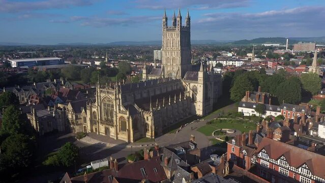 Aerial view of Gloucester Cathedral, Gloucester, Gloucestershire, England