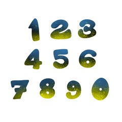 Set with numbers for stickers and cards and kids and magazines and postcard and hobbies and newspapers