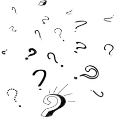 Vector illustration. Question mark seamless pattern. Seamless vector pattern with hand-drawn question marks. Monochrome hipster background. Hand drawn black punctuation marks.