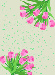 Postcard for Women's Day. Poster banner. Flowers against the background of spots