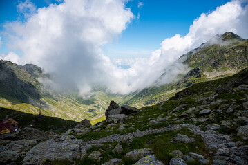 Landscape in Fagaras Mountains, Balea lake, Romania