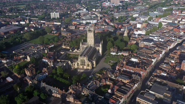 Aerial view of Gloucester Cathedral, Gloucester, Gloucestershire, England