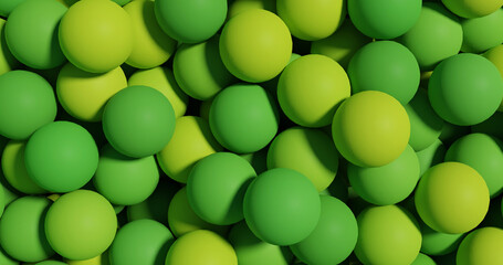 Green pile of balls pattern background. 3d rendering.	