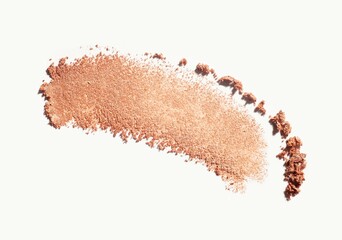 Eye shadow glitter shimmer and matte brown colored texture background white isolated