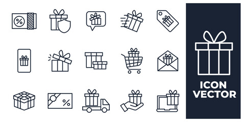 set of Gift elements symbol template for graphic and web design collection logo vector illustration