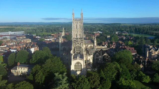 Aerial view of Gloucester Cathedral, Gloucester, Gloucestershire, England