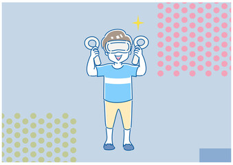 ヘッドマウントディスプレイを付けてVRを体験する人