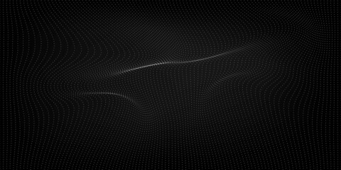 Abstract wave dots in dark background.