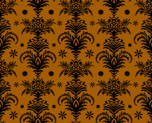 Seamless floral damask pattern, ethnic print.