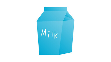box with milk on a white background, illustration. a large blue cardboard box with a drink. natural drink, coffee additive. healthy food, baby food