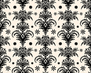 Seamless floral damask pattern, ethnic print.