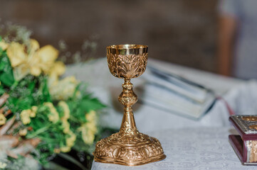 Wedding in the church. Wine. wedding traditions