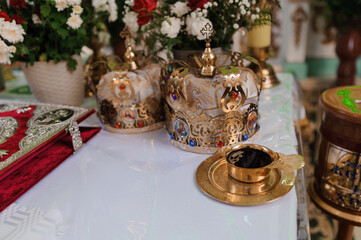 Wedding in the church. Wine. wedding traditions