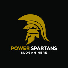 spartan logo and vector design helmet and head