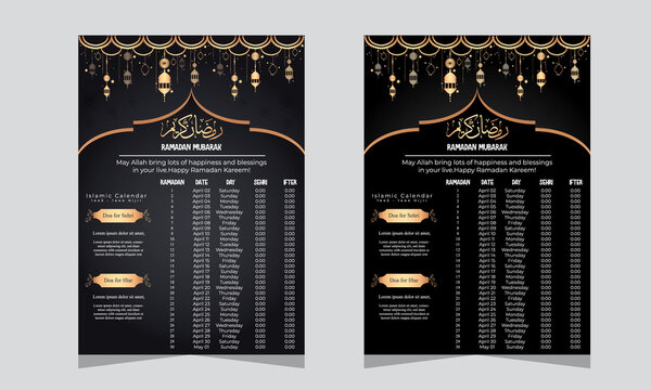 Islamic Ramadan Time Table Vector Illustration