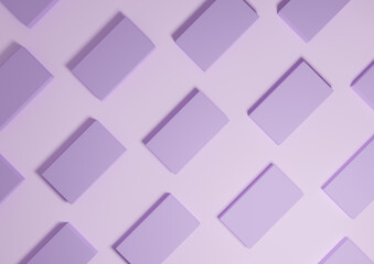 Light, pastel, lavender purple, 3D render minimal, simple, modern top view flat lay product display from above background with repetitive square stands in a pattern