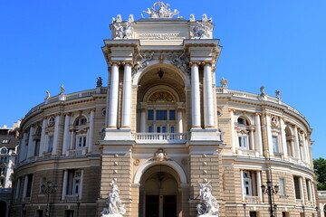 Fototapeta na wymiar Opera and Ballet Theater Odesa. Beautiful building of opera house in baroque style, city Odessa Ukraine