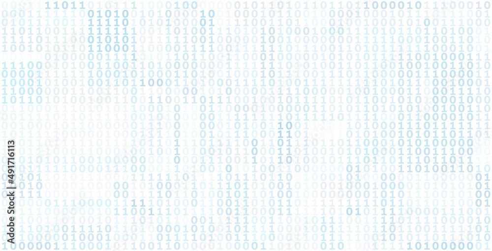 Poster Simple binary background with bluish grey ones and zeros