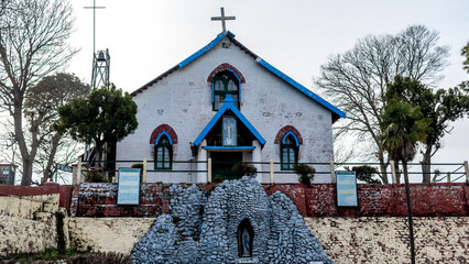 Very old St. Patrick's church in Kasauli is located at the highest point of the school campus was built in 1847 - obrazy, fototapety, plakaty