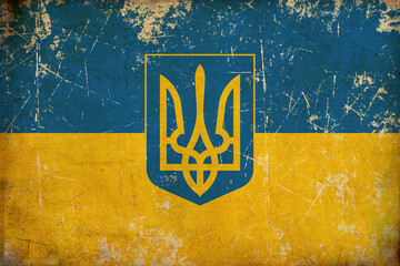 Ukrainian State Flag Flat Aged