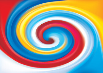 Vector drawing swirl Ukrainian and Russian flags pattern
